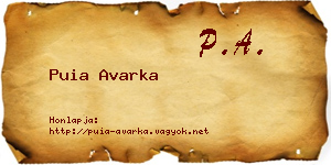 Puia Avarka névjegykártya